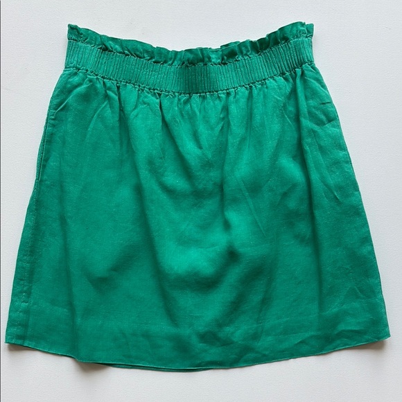 J.Crew Pull-On Linen Mini Skirt- Jade Green- Size 8 - Picture 2 of 6
